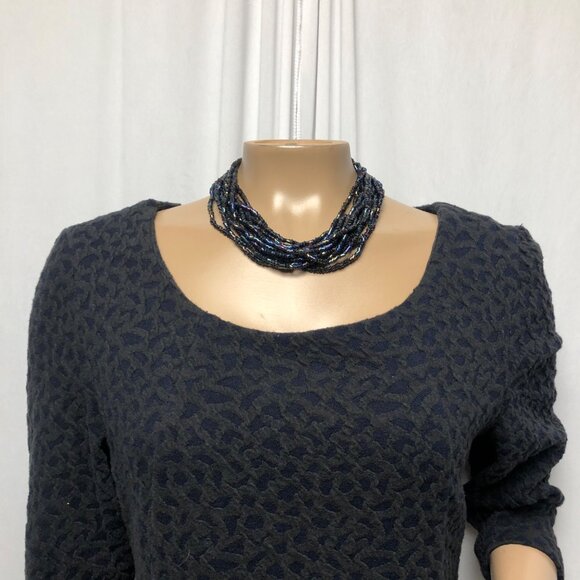 Sharagano Dress Womens Size 8 Textured Knit Gray Blue Fitted Office Cocktail - Picture 2 of 9